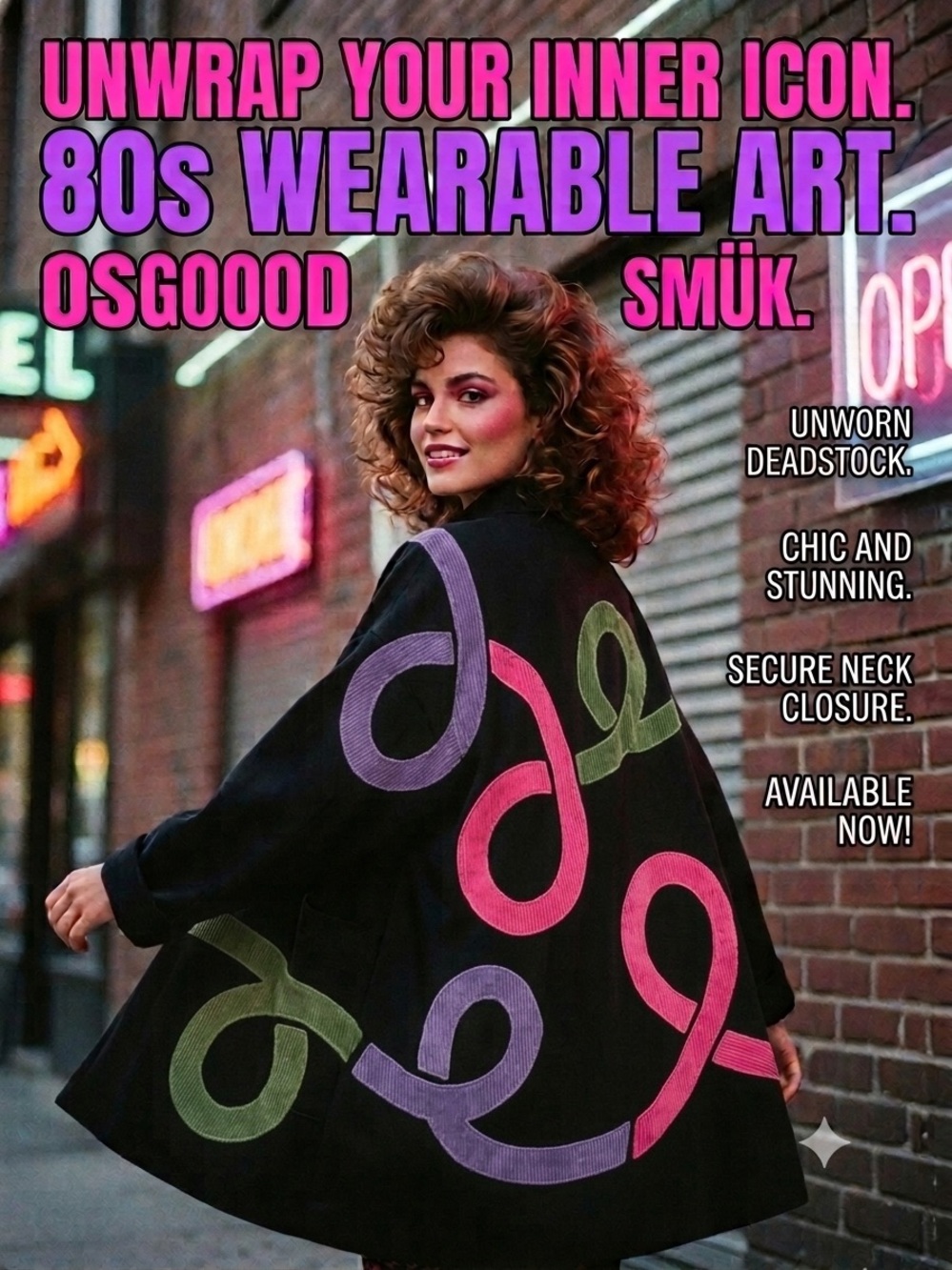 Vintage OSGOOD SMÜK Women’s Wool Swing Coat 80s Wearable Art Suede Jacket OSFM - Picture 2 of 16
